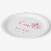 Roze Waterverf vlinder 1e verjaardagsfeest Papieren Bordje (Gekanteld)