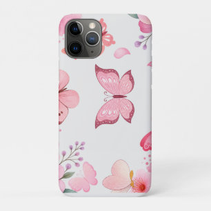 Roze Waterverf Vlinder Bloem Tuin iPhone 11 Pro Hoesje