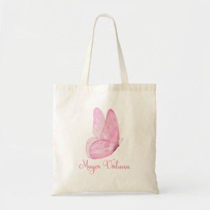 Roze Waterverf vlinder deugdzame vrouw Tote Bag