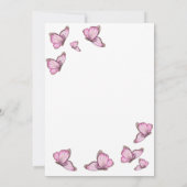 Roze waterverf vlinders. Elegante bruiloft Kaart (Achterkant)