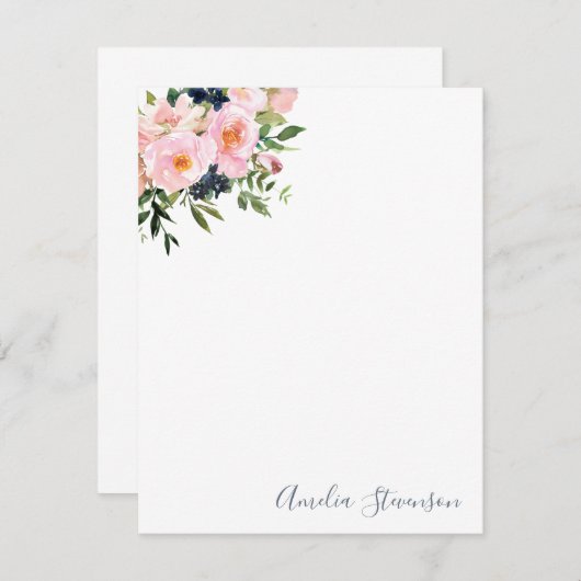  roze Waterverf Vloerscript naam Notitiekaartje (Voorkant / Achterkant)