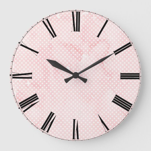 Roze Waterverf wandklok Grote Klok (Voorkant)