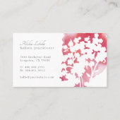 Roze Waterverf Wassen &  Cherry Blossom Tree Visitekaartje (Achterkant)