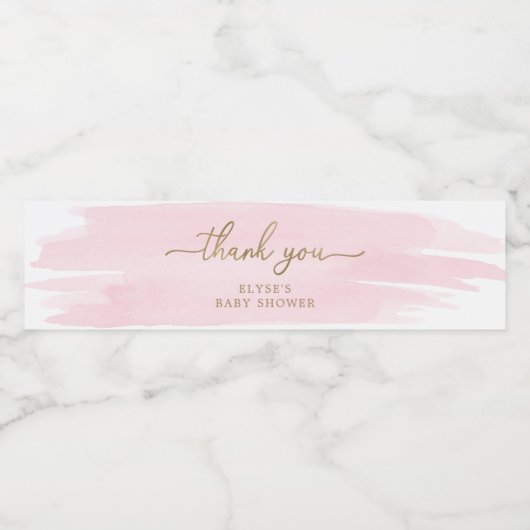 Roze Waterverf Water Fles Etiket voor flesje (Enkel label)