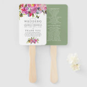 -roze-Waterverf-weddenschapsprogramma Handwaaier (Voorkant en achterkant)