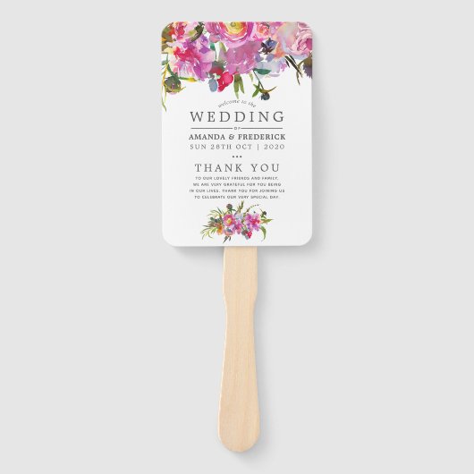 -roze-Waterverf-weddenschapsprogramma Handwaaier (Voorkant)