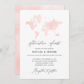 Roze waterverf wereldkaart bruiloft (Voorkant / Achterkant)