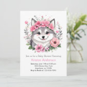 Roze Waterverf Wolf Whispers Meisje Baby shower Kaart (Staand voorkant)