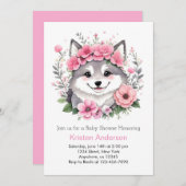 Roze Waterverf Wolf Whispers Meisje Baby shower Kaart (Voorkant / Achterkant)