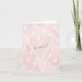 Roze Waterverf X en O Valentijnsdag Card Kaart (Voorkant)