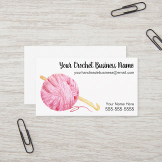 Roze Waterverf Yarn Crochet Visitekaartje