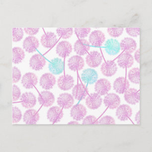 Roze waterverf zomerse andelion florale patroon briefkaart