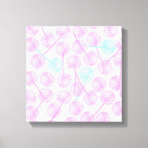 Roze waterverf zomerse andelion florale patroon canvas afdruk