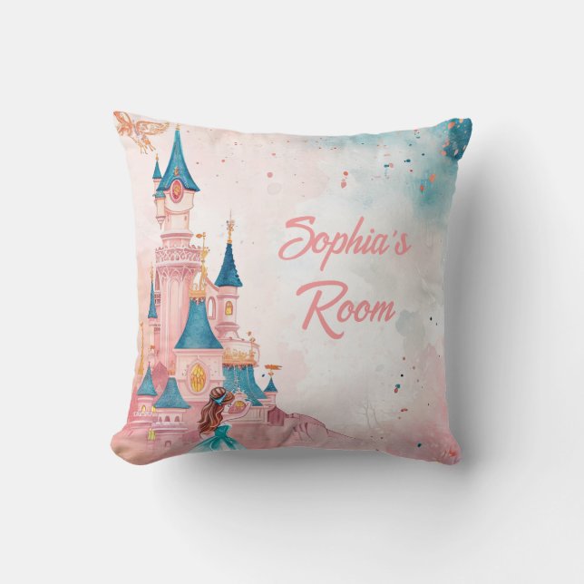 Roze waterverfprinses kussen (Voorkant)