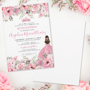 Roze Waterverfrozen Quinceanera Kaart