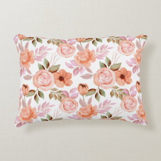 Roze waterverven bloemen accent kussen