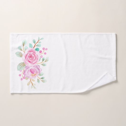 Roze Waterverven op witte doekset Bad Handdoek (Handdoek)