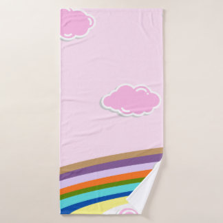 roze wattenstaafjeshemel met regenboog badhanddoek