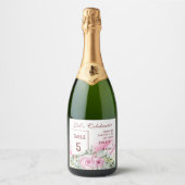 Roze Wave & Bloemen Tafelnummer Mousserende Wijn L Sparkling Wijnetiket (Voorkant)
