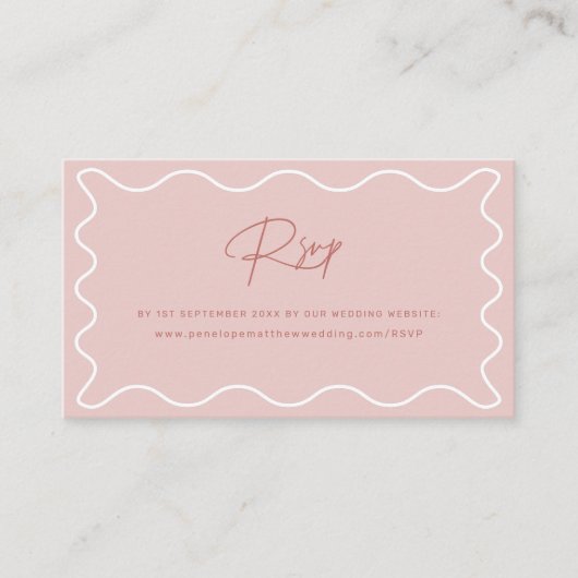 Roze Wavy Border Website RSVP Enclosure Kaart (Voorkant)