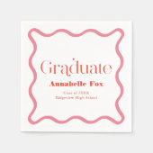 Roze Wavy Lijst Trendy Afstuderen Servet (Voorkant)