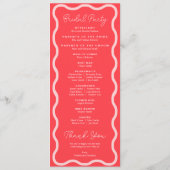 Roze Wavy Retro bruiloft Programma (Achterkant)