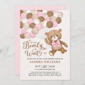 Roze we kunnen het Baby shower van Teddy Bear afwa Kaart (Voorkant / Achterkant)