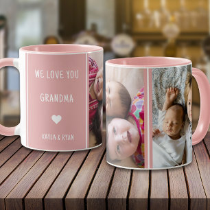 Roze We Love You Oma 2 Foto Collage Mok