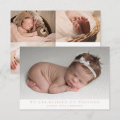 Roze we zijn verbluffd Foto Collage Baby Girl Birt Aankondiging (Voorkant / Achterkant)