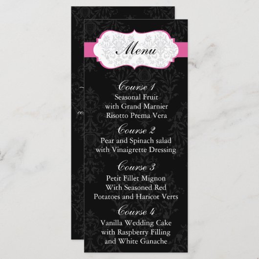 roze Wedding menu (Voorkant / Achterkant)