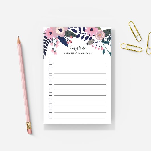 Roze wedow | Aangepaste Floral om lijst te doen Post-it® Notes
