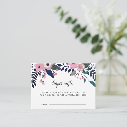 Roze wedow | Baby shower luierrolkaarten Informatiekaartje (Staand voorkant)