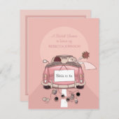 Roze wegauto - Bridal Shower - uitnodiging (Voorkant / Achterkant)
