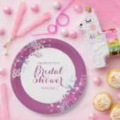 Roze Weide Bloemige Bruiloftsdouche Papieren Bordje (Feest)