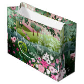 Roze weide met libel handgeschilderd groot cadeauzakje (Voorkant Gekanteld)