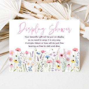 Roze weide wilde bloemen baby shower cadeau displa informatiekaartje