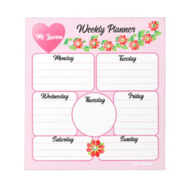 Roze Wekelijks Planner Flowers Arrangement Notitie Notitieblok