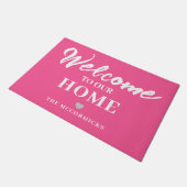 Roze Welkome Moderne Cisco Manuscript Gepersonalis Deurmat (Schuin)