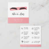 Roze wenkbrauwen Nazorg instructie Vierkante Visitekaartje (Voorkant / Achterkant)