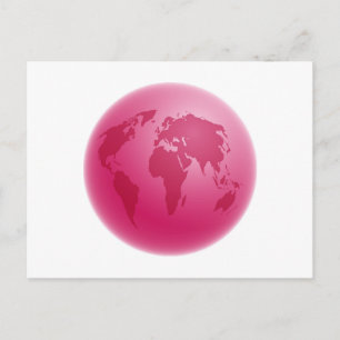 Roze Wereldbol Briefkaart