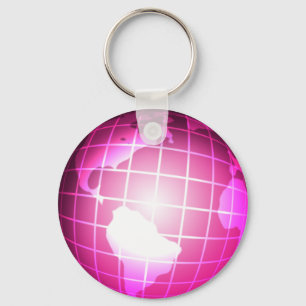 Roze Wereldbol Sleutelhanger