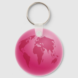 Roze Wereldbol Sleutelhanger