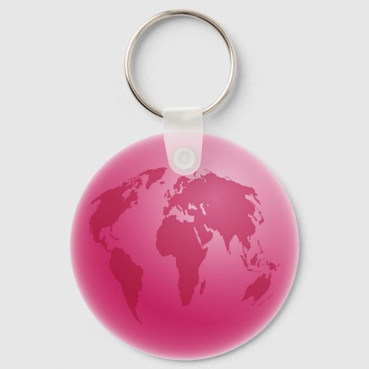 Roze Wereldbol Sleutelhanger (Voorkant)