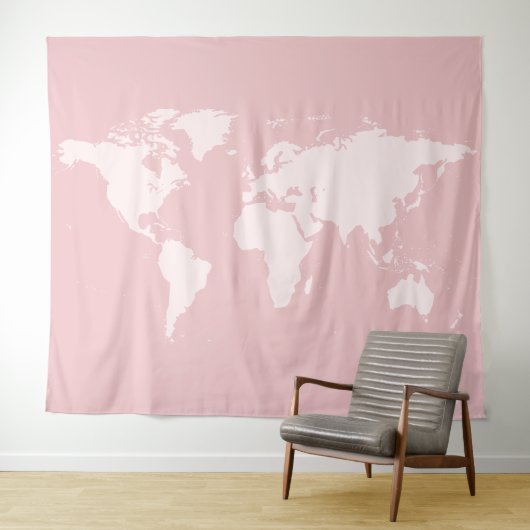 Roze Wereldkaart Gedetailleerde Globe Achtergrond Wandkleed (In Situ (horizontaal))
