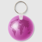Roze wereldWereldbol Sleutelhanger (Voorkant)