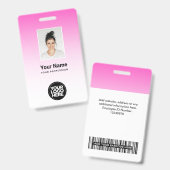 Roze werknemer Fotobalk Code Logo Naam gradiënt Badge (Voor- en achterkant)