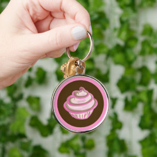 Roze Wervelende Cupcake Sleutelhanger