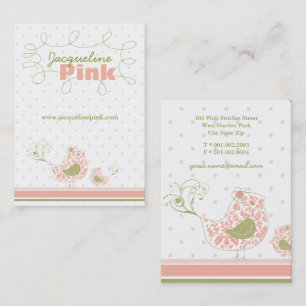 Roze Wervelende Whimsical Damast Moeder En Baby Vo Visitekaartje