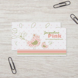 Roze Wervelende Whimsical Damast Moeder En Baby Vo Visitekaartje