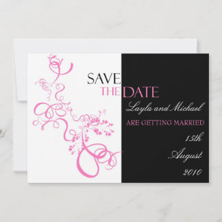 Roze werveling save the date uitnodiging